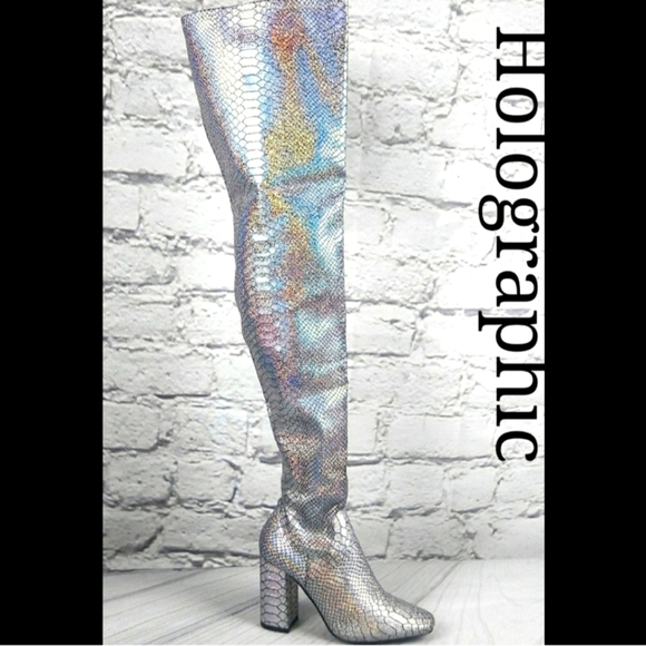 Vintage Shoes - Holographic Silver Boots